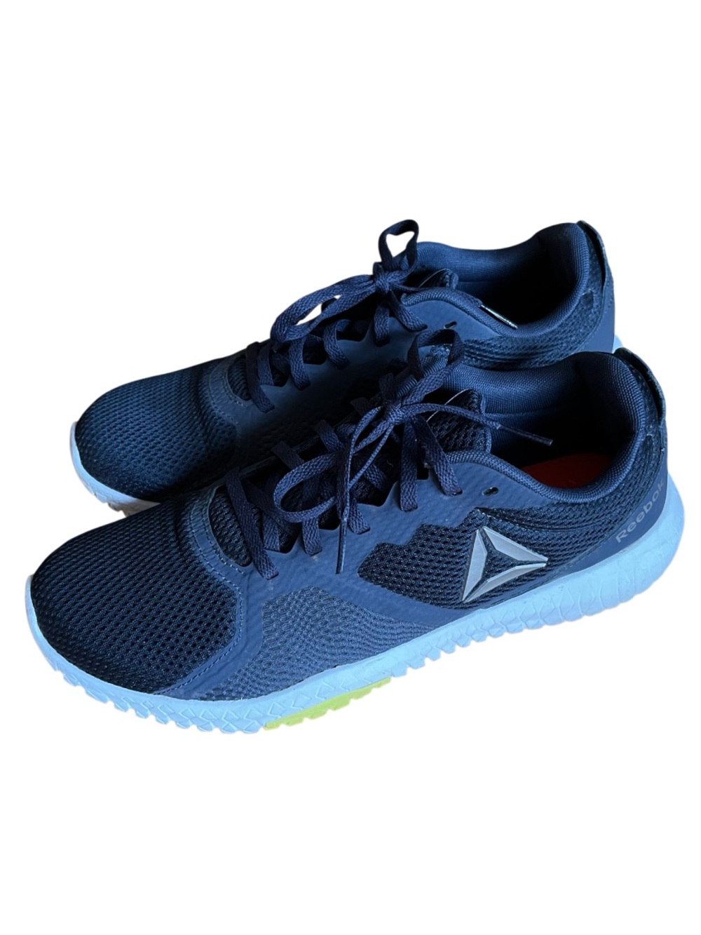 Reebok Men’s Dark Blue Athletic Mesh Sneakers with Light Blue Sole